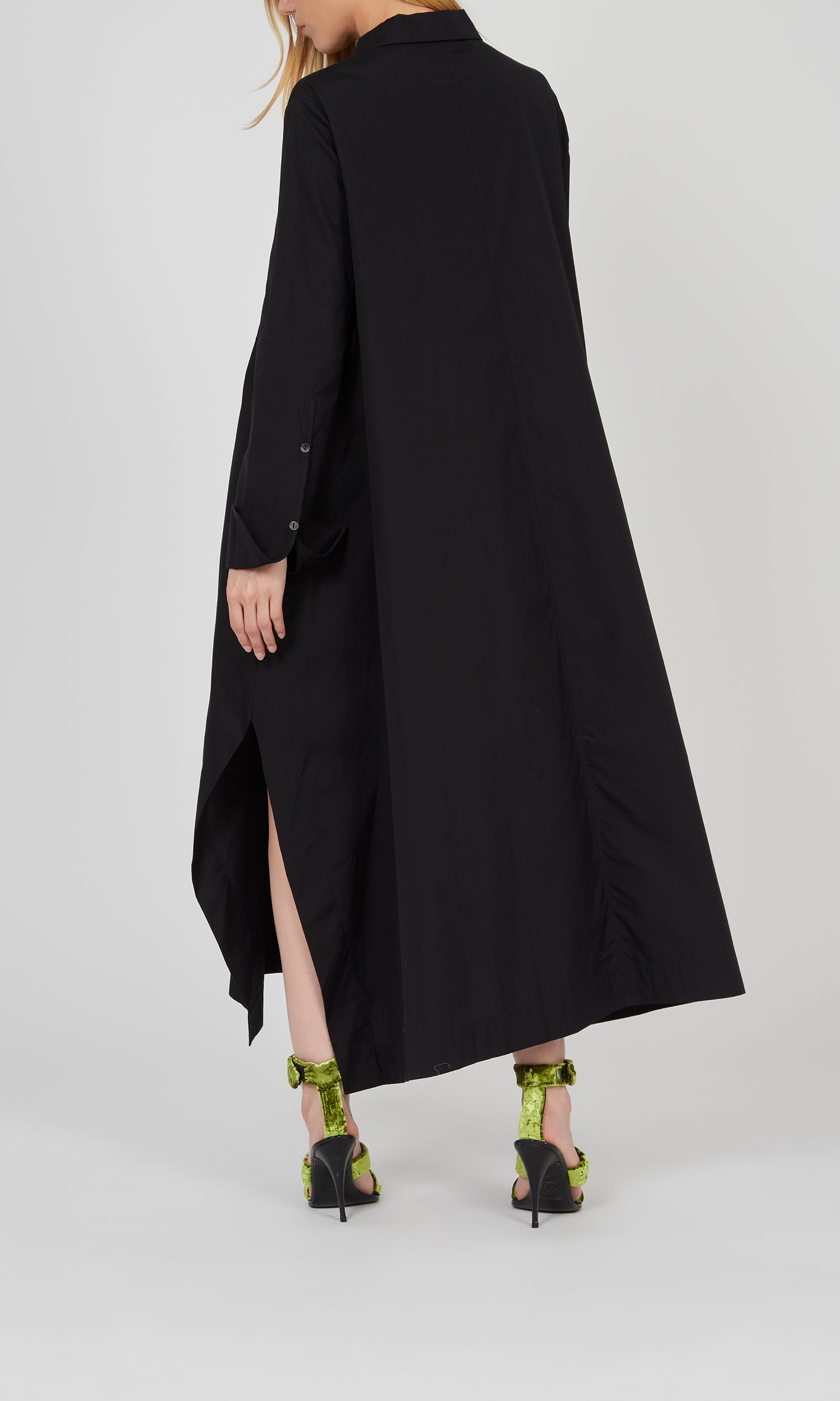 Robe maxi boutonnée en popeline - Noir