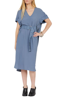 Robe à manches rondes élastiques - Blue