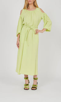 Robe en crêpe de soie épaule nue - Neon green