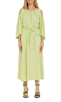 Robe en crêpe de soie épaule nue - Neon green