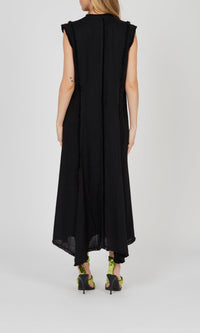 Robe à franges en lin chanvre - Noir