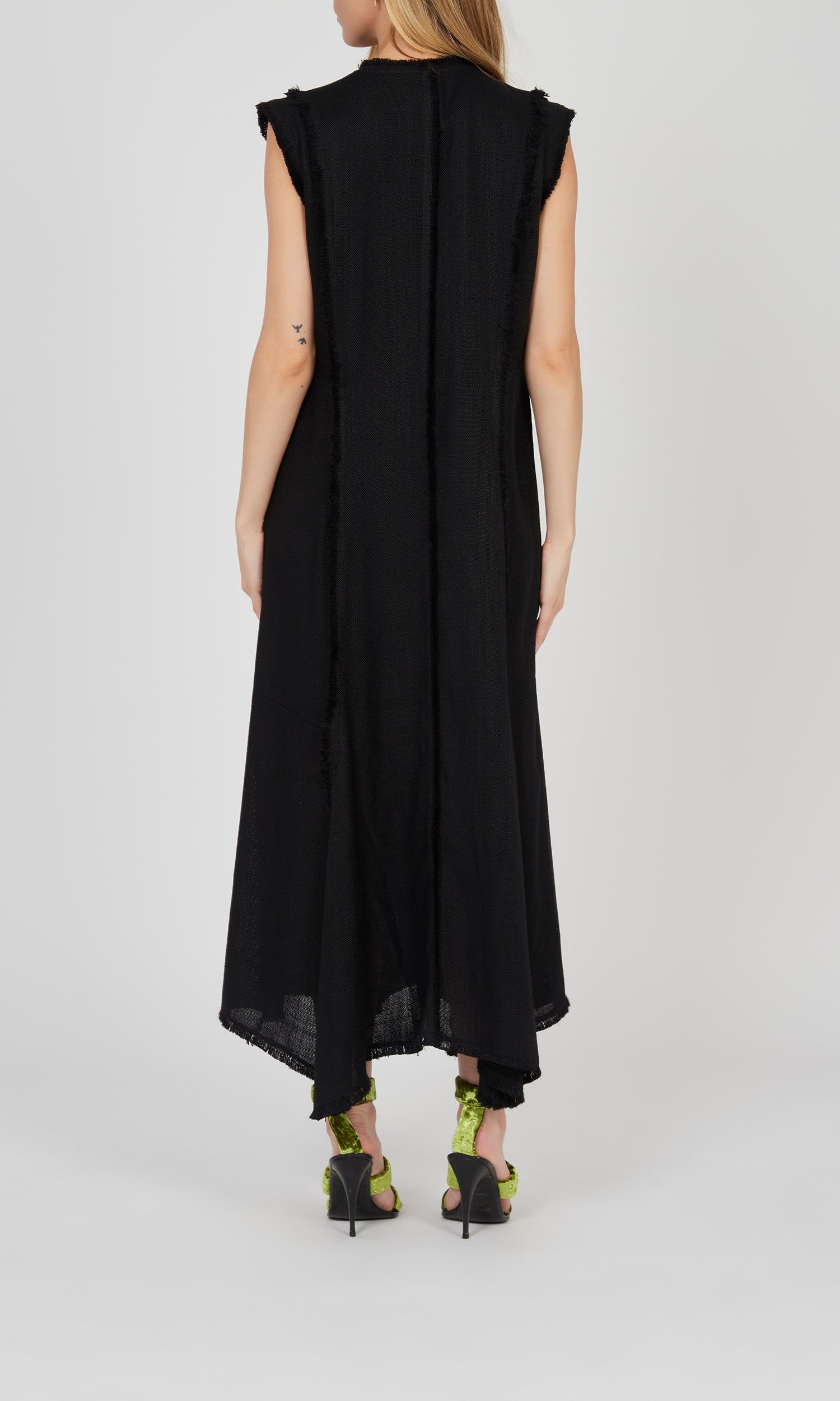 Robe à franges en lin chanvre - Noir