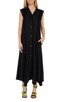 Robe à franges en lin chanvre - Noir