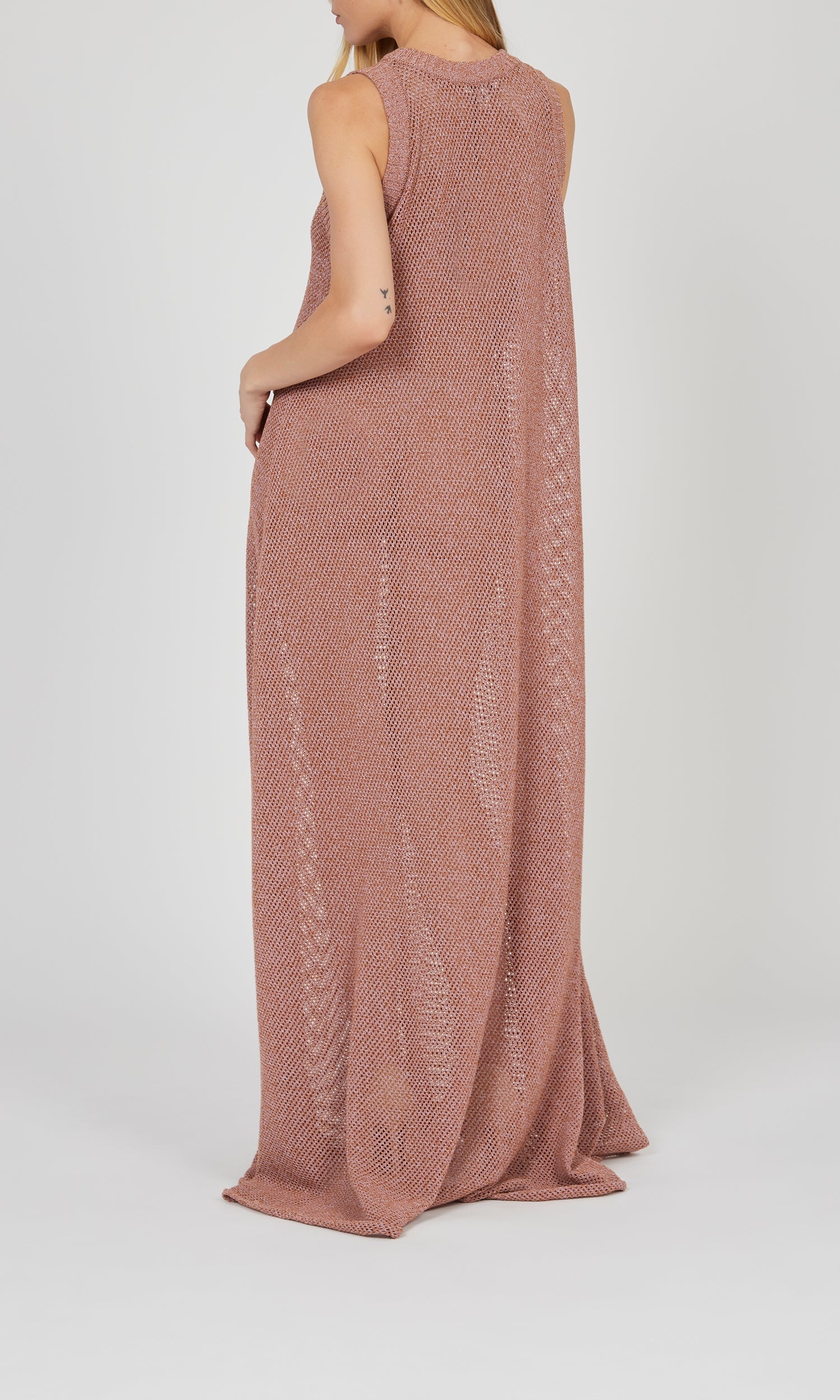 Robe longue sans manches en tricot - Pink