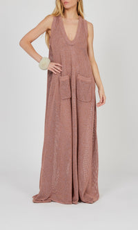 Robe longue sans manches en tricot - Pink