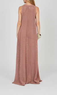 Robe longue sans manches en tricot - Pink