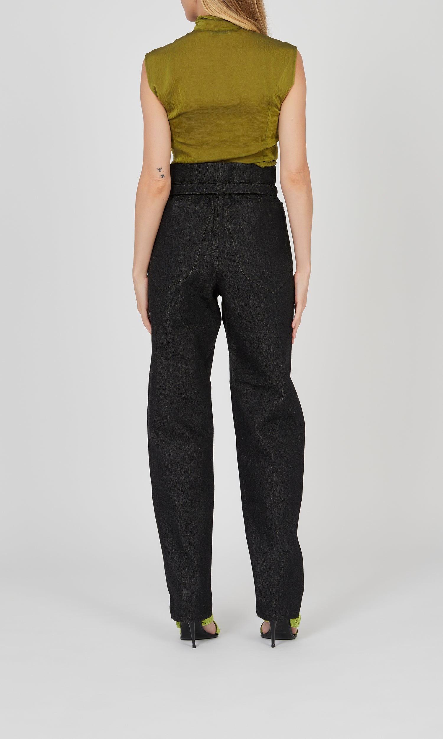 Top sans manches zip froncé - Black & Green