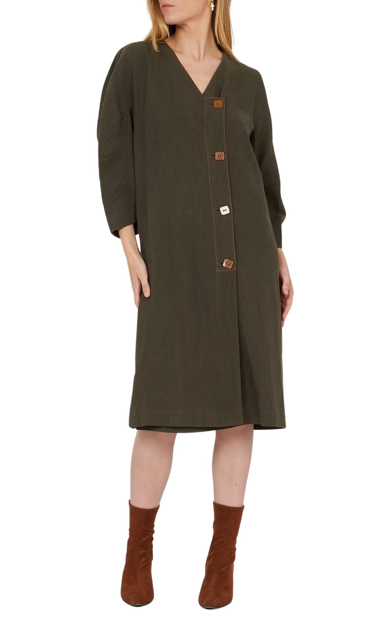 Robe midi boutonnée - Vert