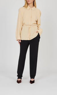 Chemise raglan ceinturée en crêpe de soie - Écru