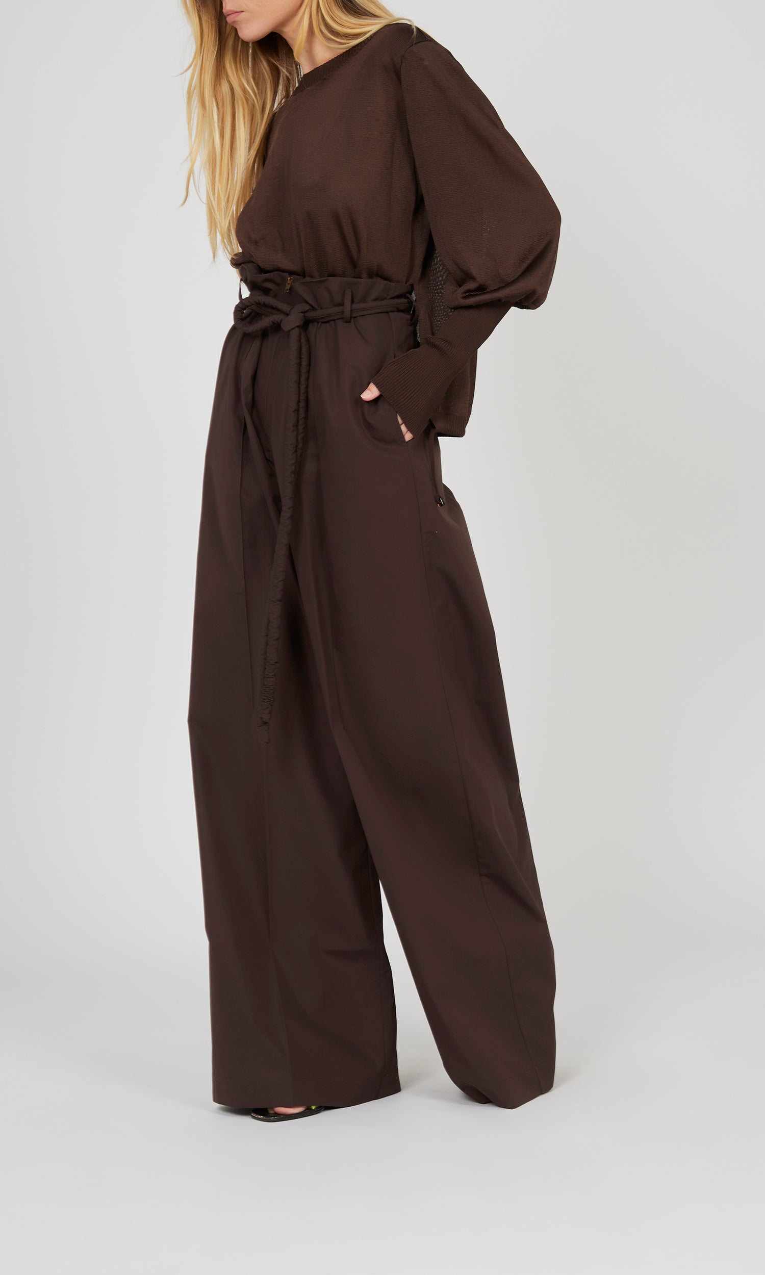 Pull oversize à manches bishop - Choco