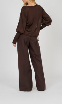 Pull oversize à manches bishop - Choco