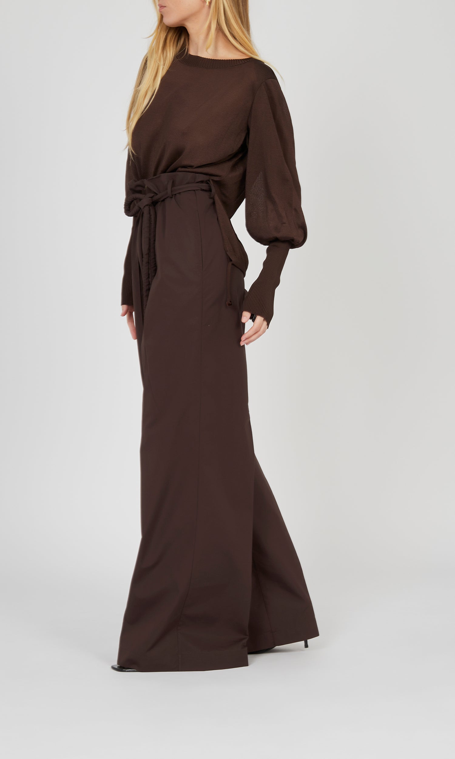 Pull oversize à manches bishop - Choco