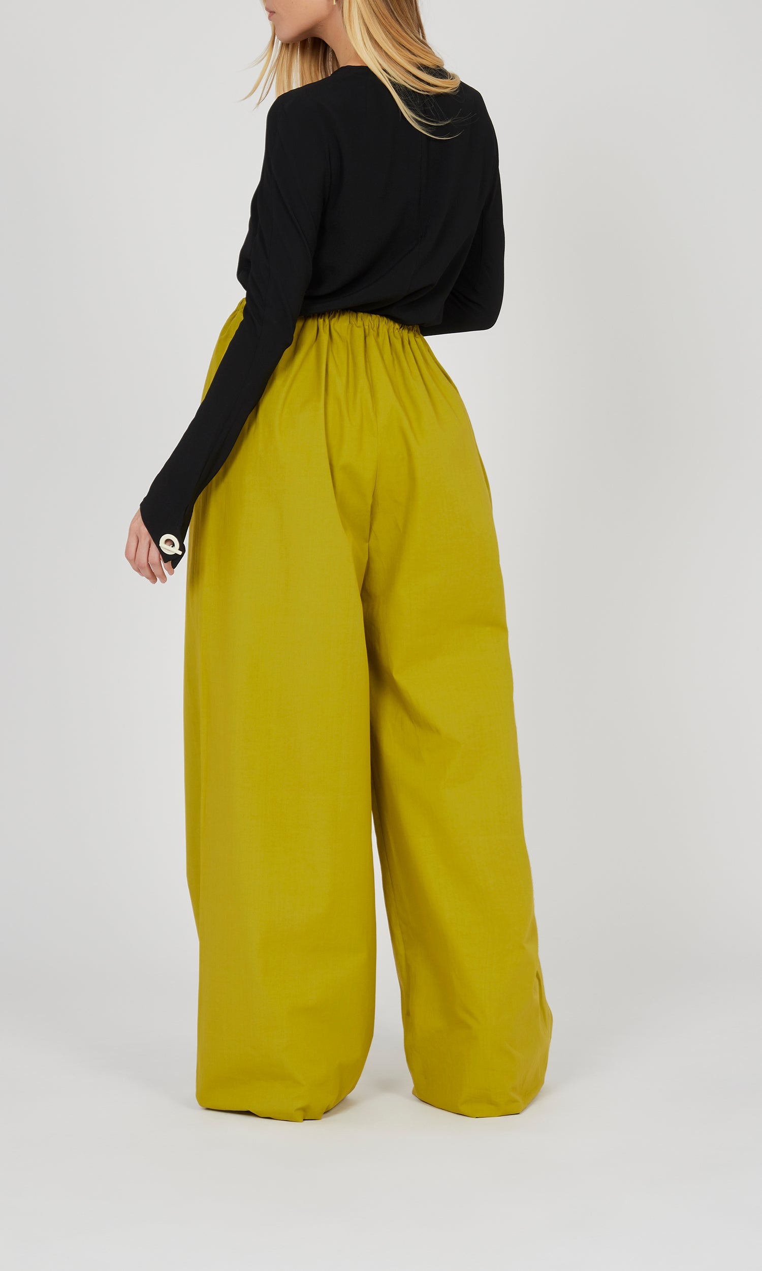 Pantalon large ceinturé corde - Matcha