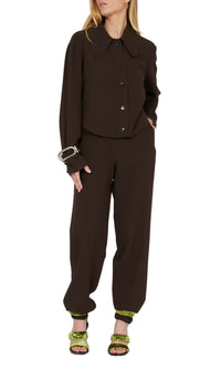 Chemise en crêpe de laine à ourlet incurvé - Choco