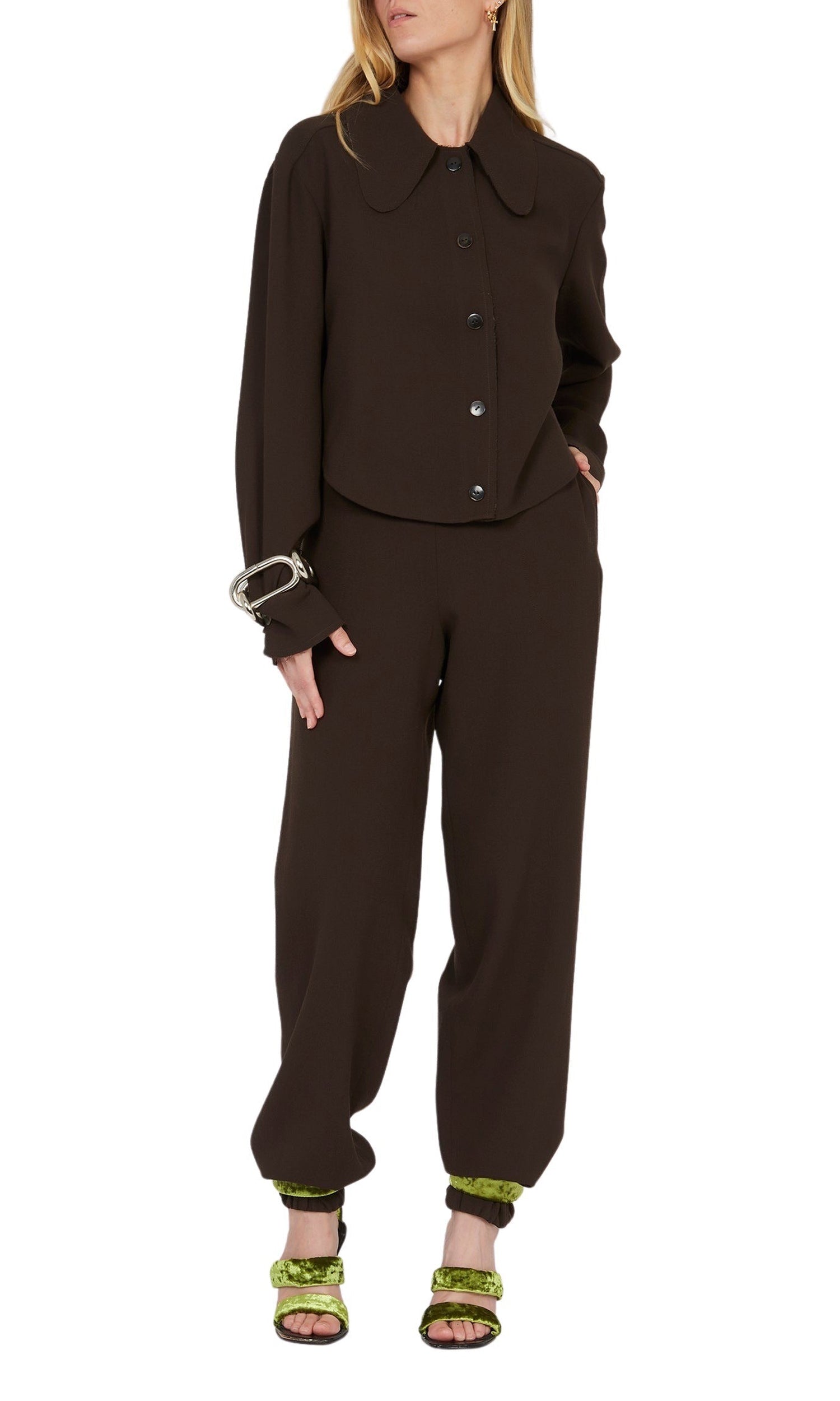 Pantalon de jogging en crêpe de laine - Choco
