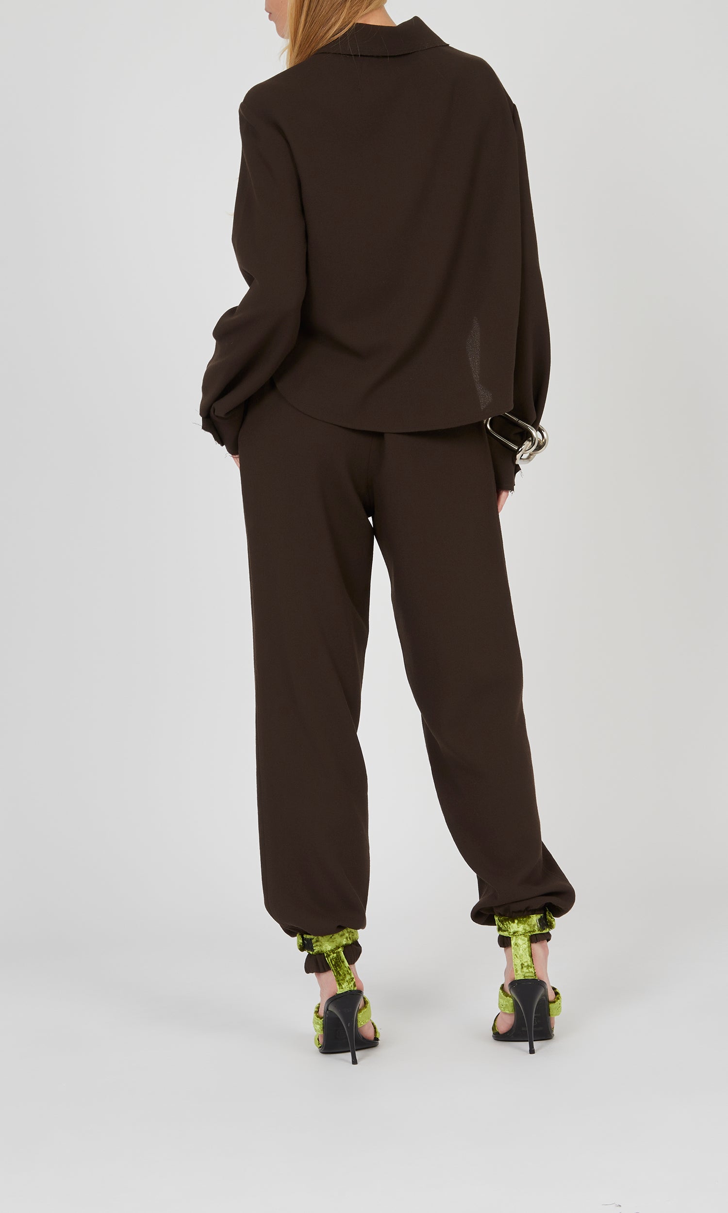 Chemise en crêpe de laine à ourlet incurvé - Choco