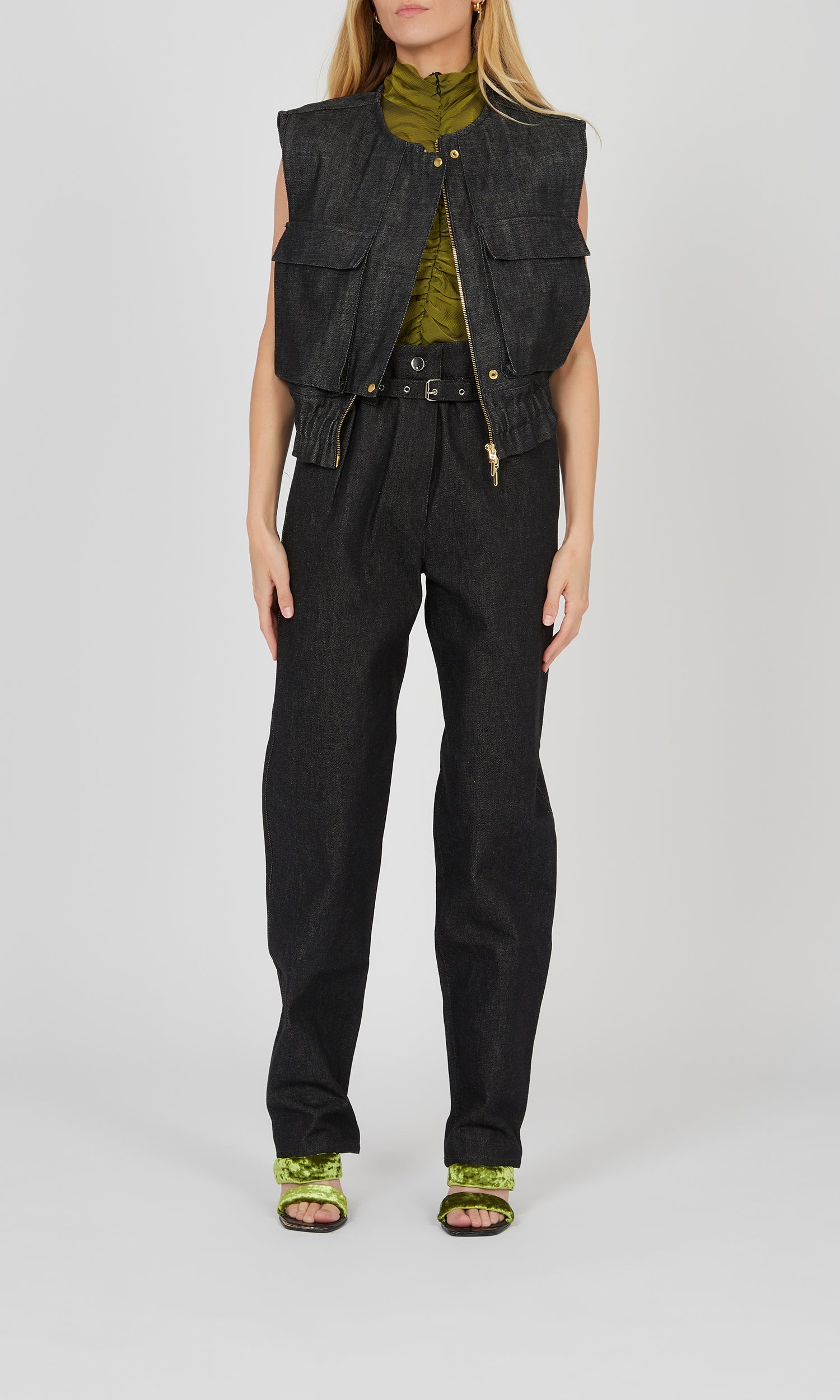 Veste courte sans manches à taille élastique - Night