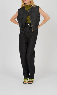 Veste courte sans manches à taille élastique - Night