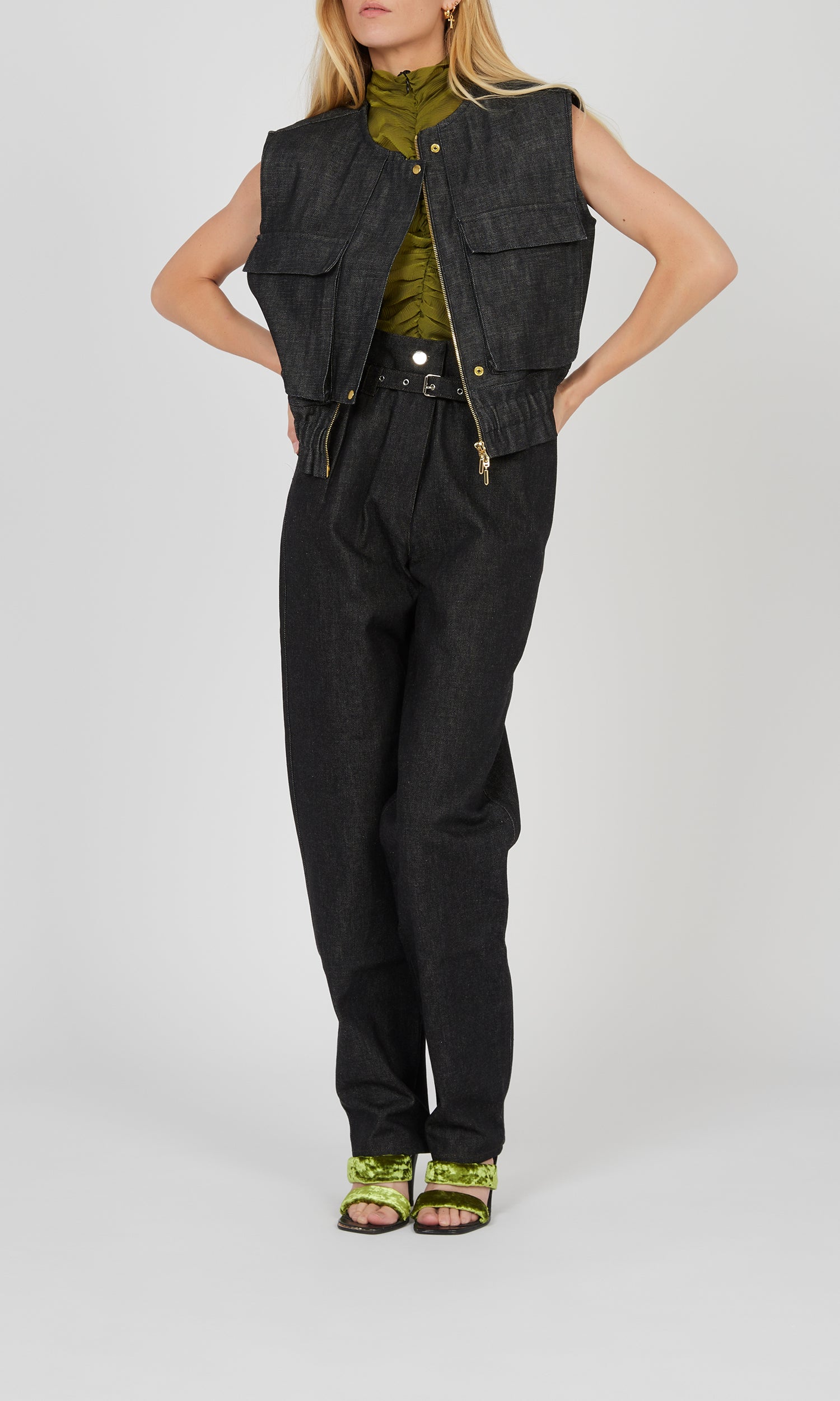 Veste courte sans manches à taille élastique - Night
