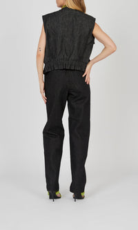 Veste courte sans manches à taille élastique - Night