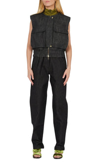Veste courte sans manches à taille élastique - Night