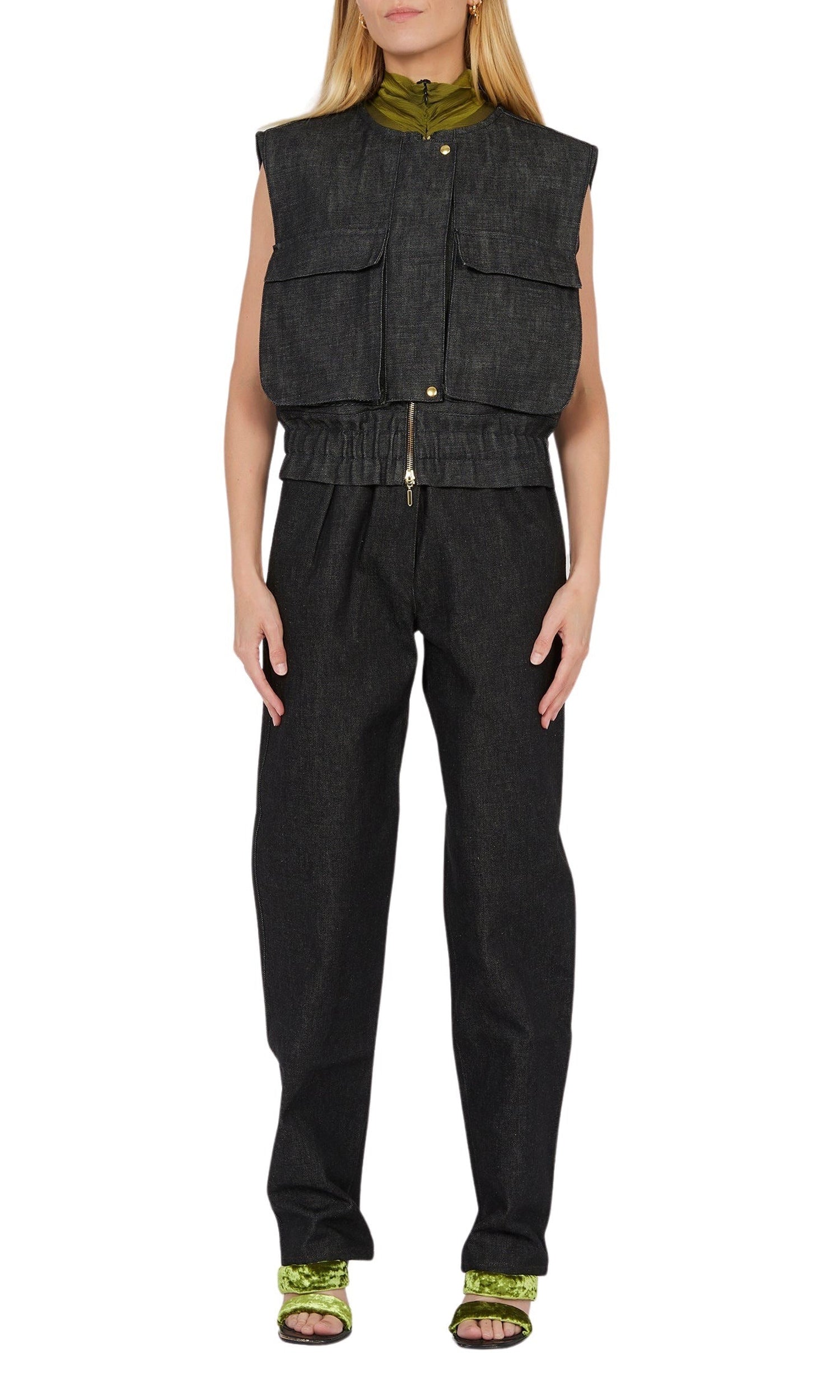 Veste courte sans manches à taille élastique - Night