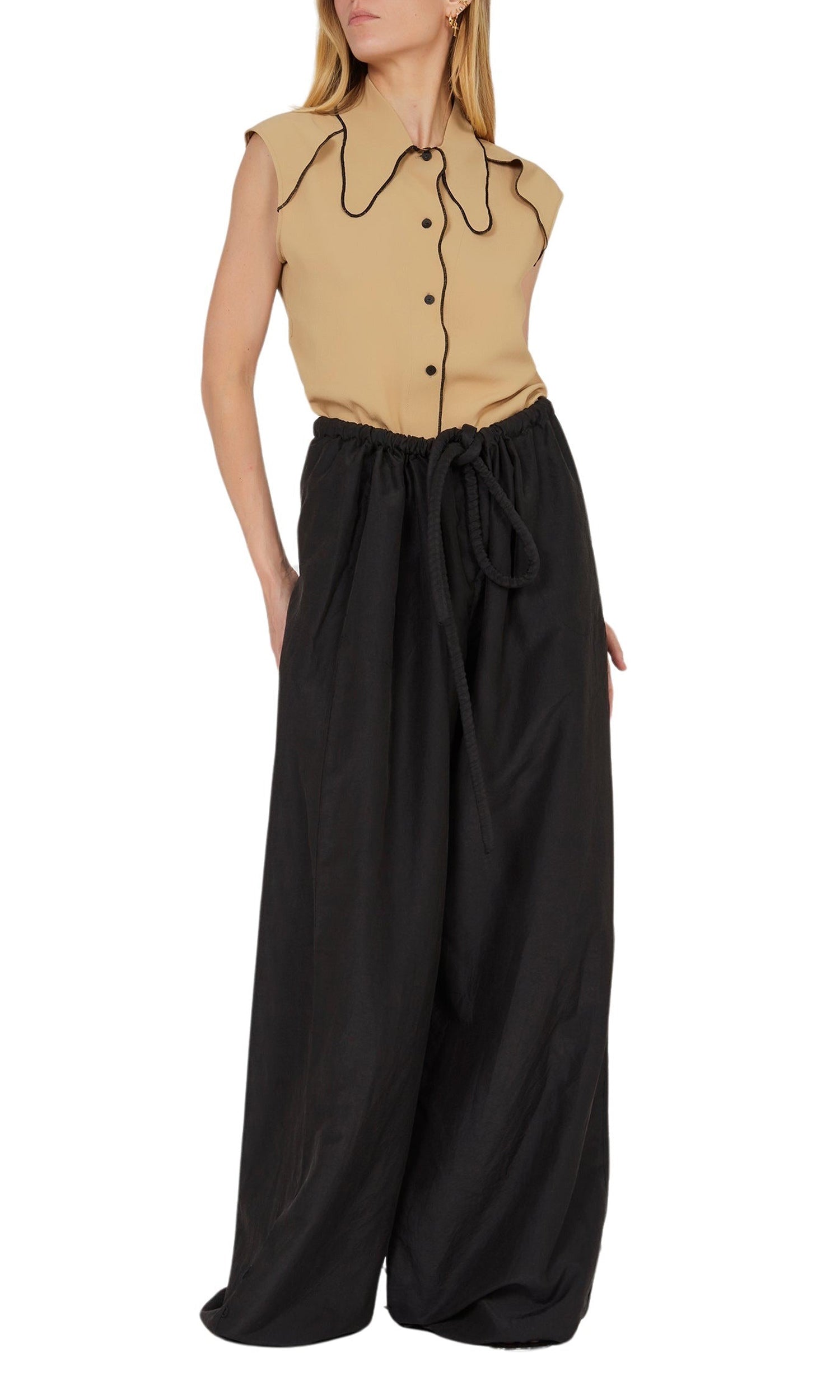 Pantalon large en nylon - Noir