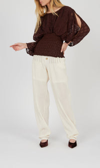 Top smocké sous la taille - Brun