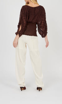 Top smocké sous la taille - Brun