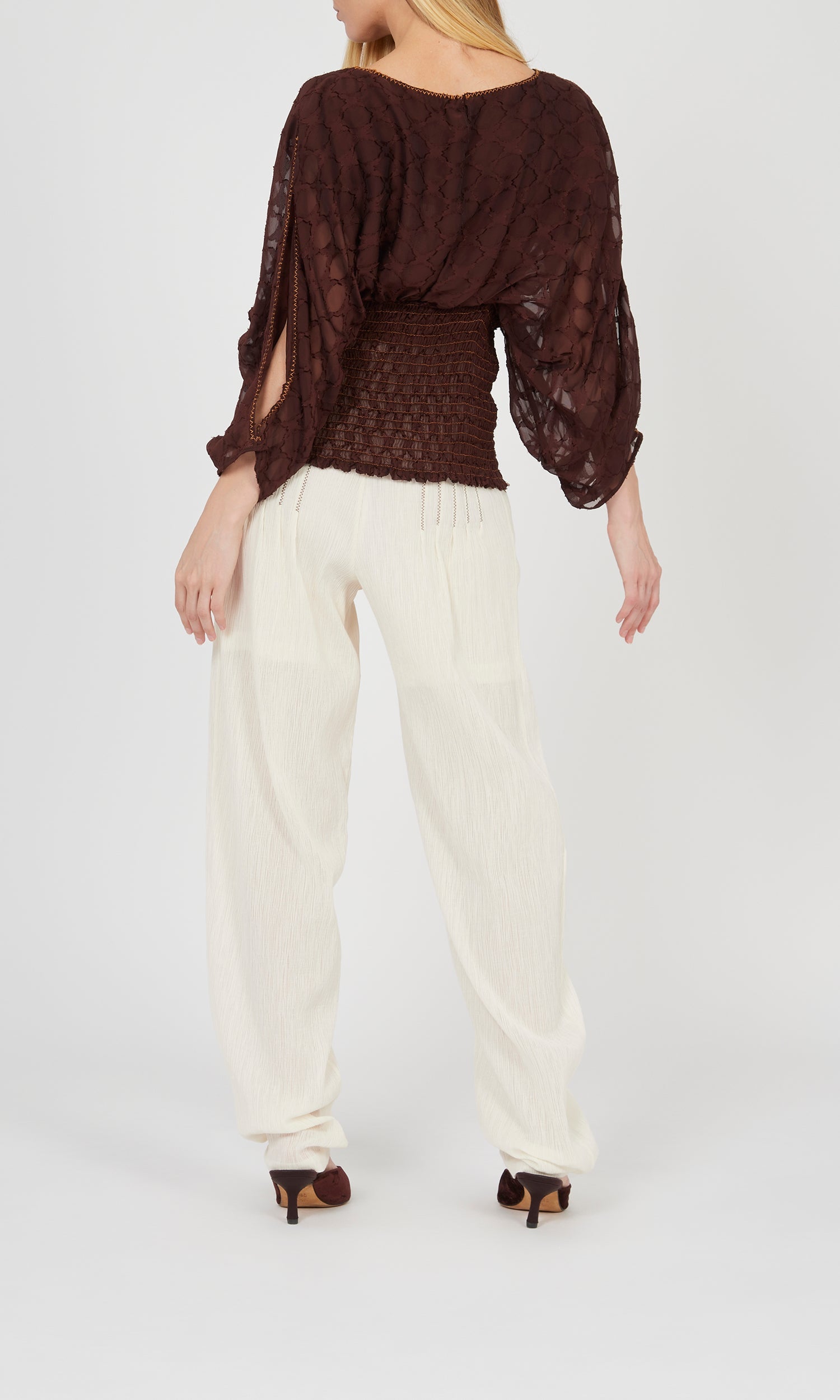 Pantalon jogging en crêpe froissé - Off white