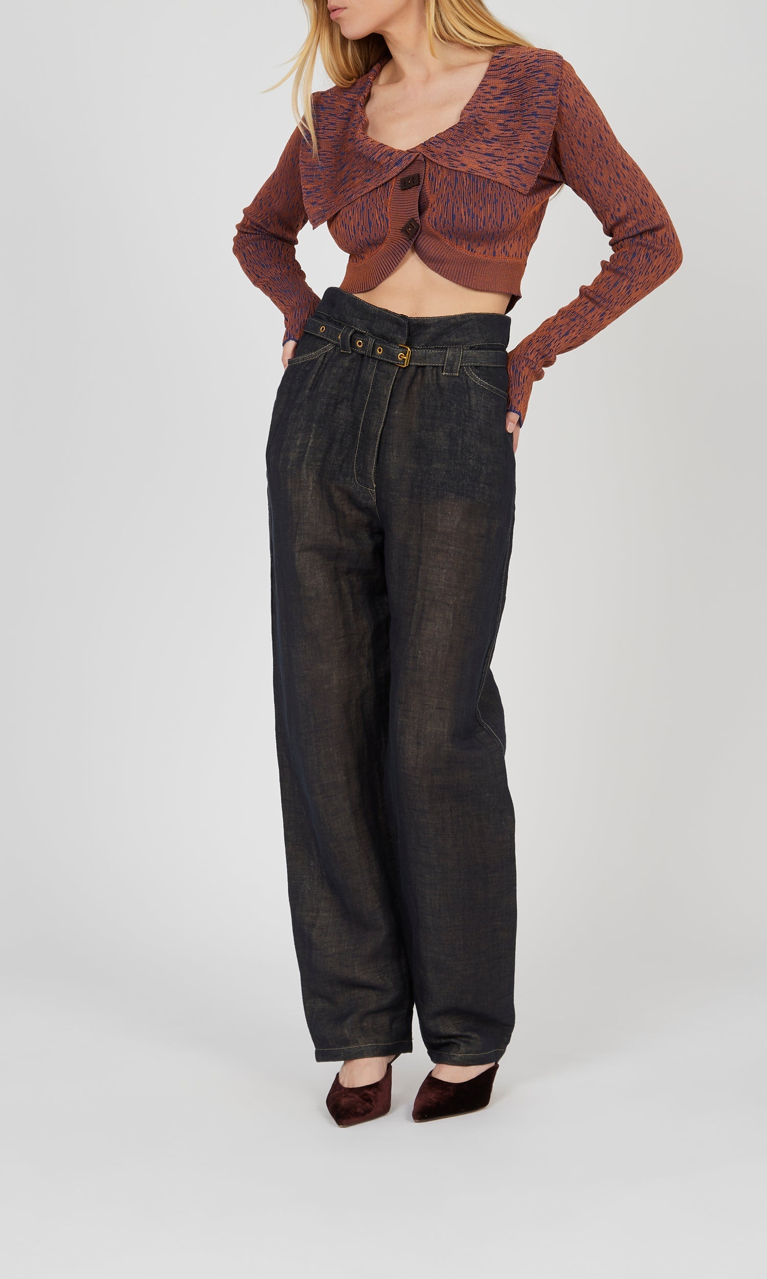 Cardigan en maille côtelée - Terracotta