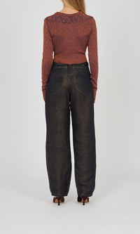 Cardigan en maille côtelée - Terracotta