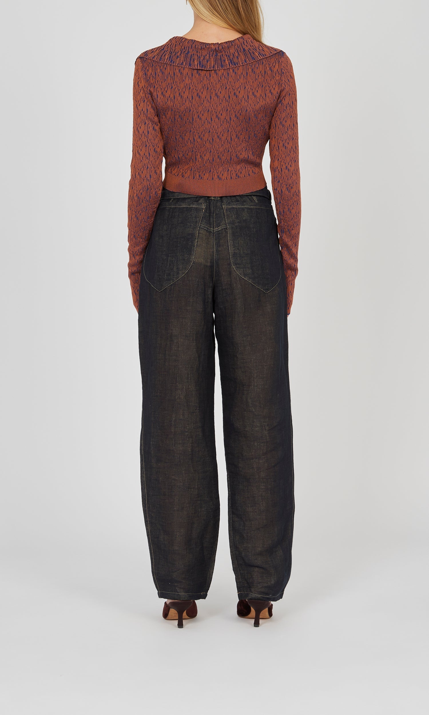 Cardigan en maille côtelée - Terracotta