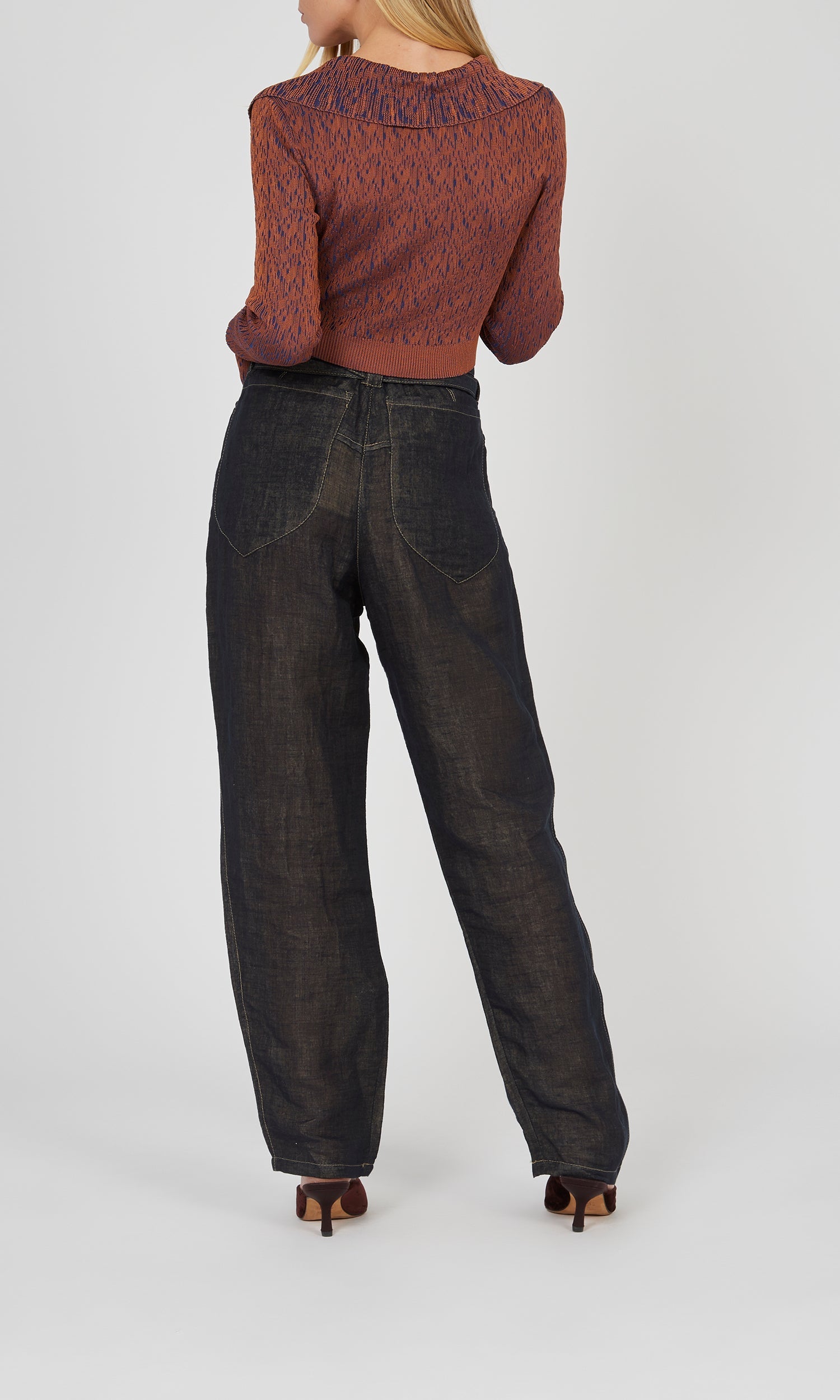 Cardigan en maille côtelée - Terracotta