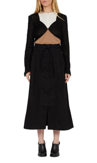 Jupe longue à pinces en denim - Noir