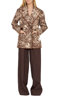 Veste blazer à large col en jean - Chocolat