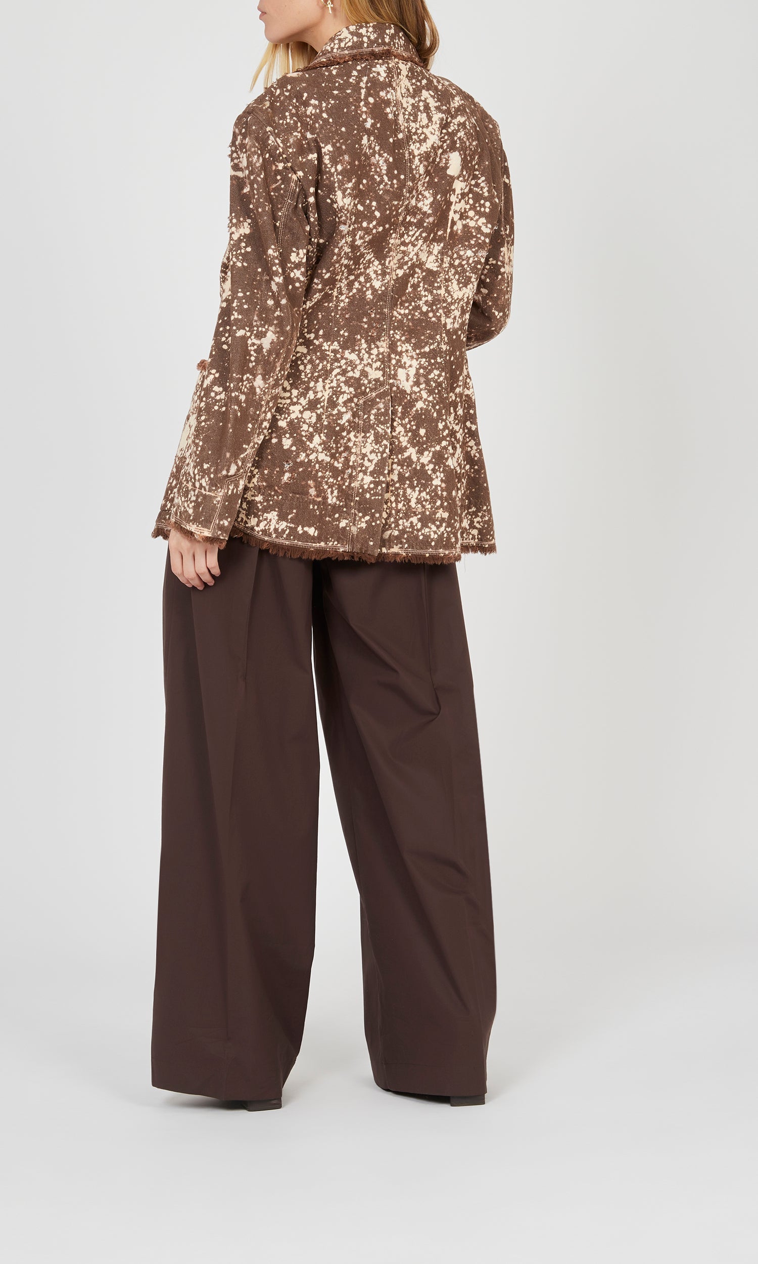 Pantalon à ceinture corde zippée sur le devant - Choco