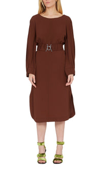 Robe col bateau à manches élastiques - Chestnut