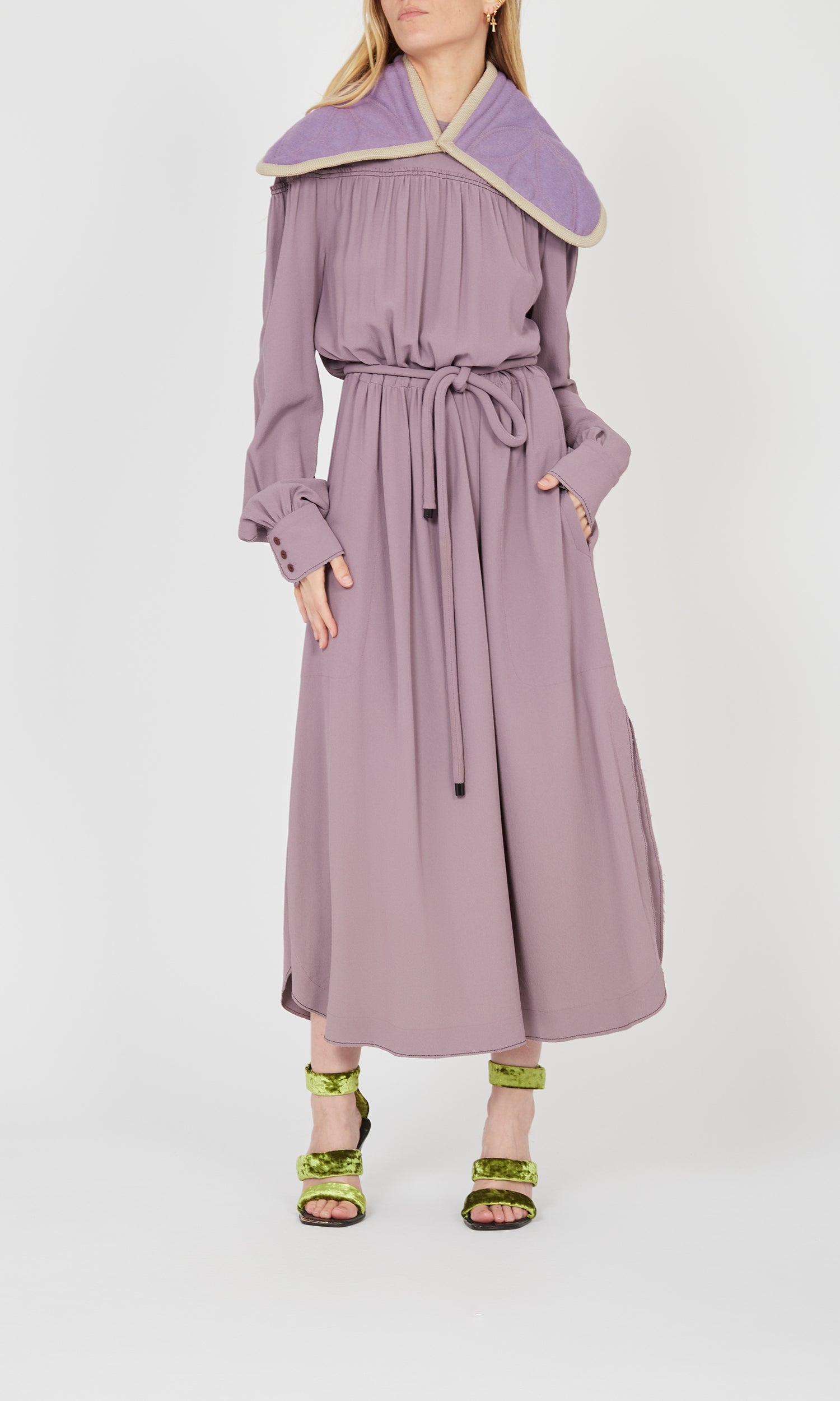 Col en laine autrichienne et taffeta matelassés - Parme praline
