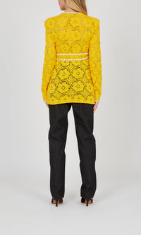 Blazer dentelle ceinturé - Yellow