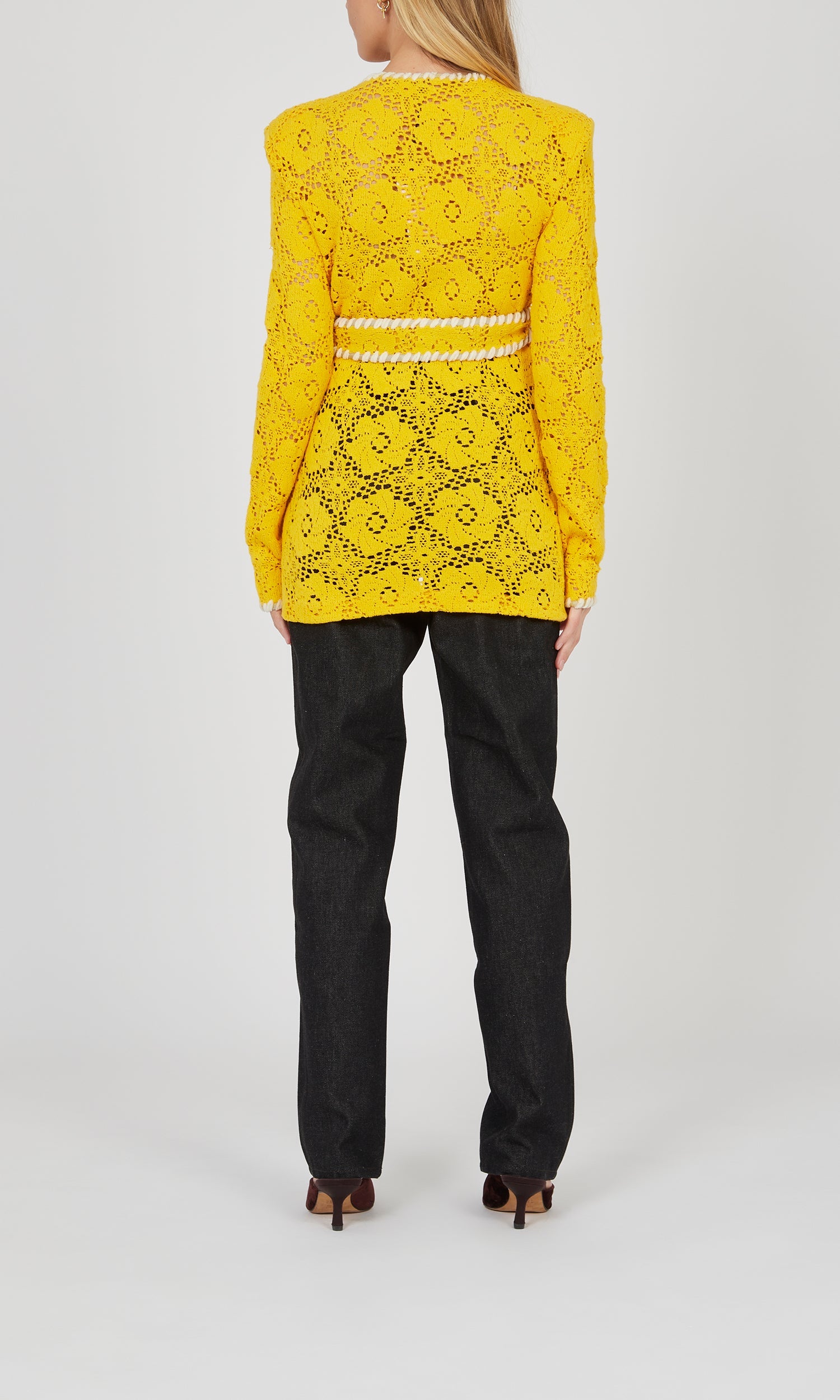 Blazer dentelle ceinturé - Yellow