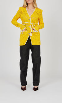 Blazer dentelle ceinturé - Yellow