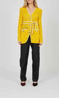 Blazer dentelle ceinturé - Yellow