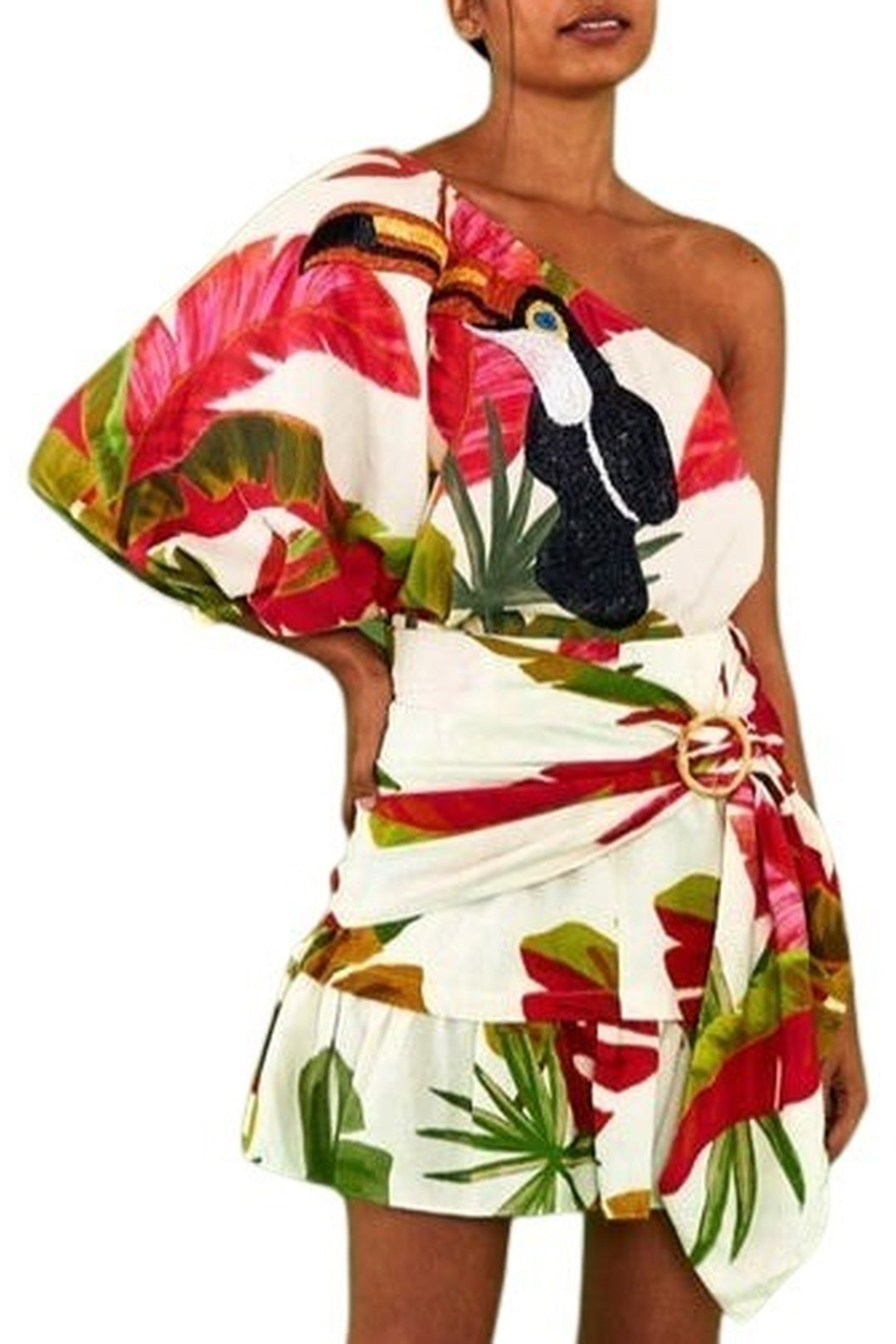 Blouse brodée Forêt Printanière en lin - Multicolore