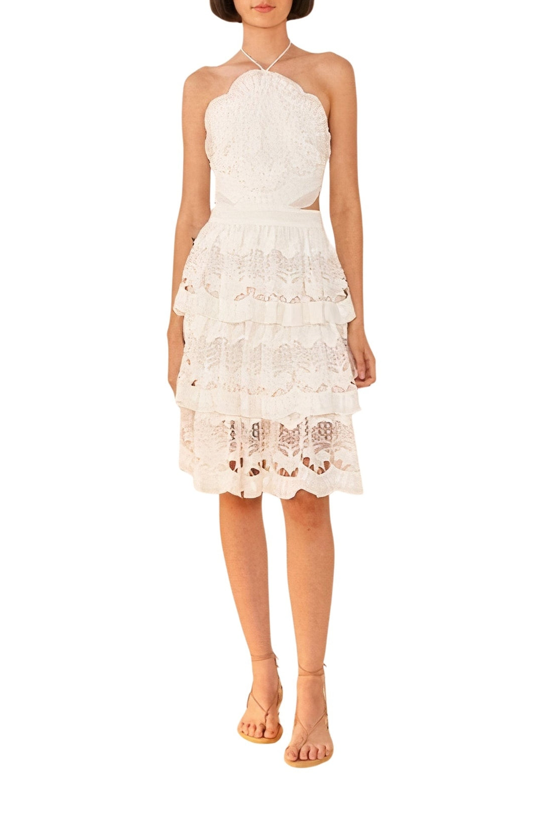 Robe courte Richelieu en coton - Blanc