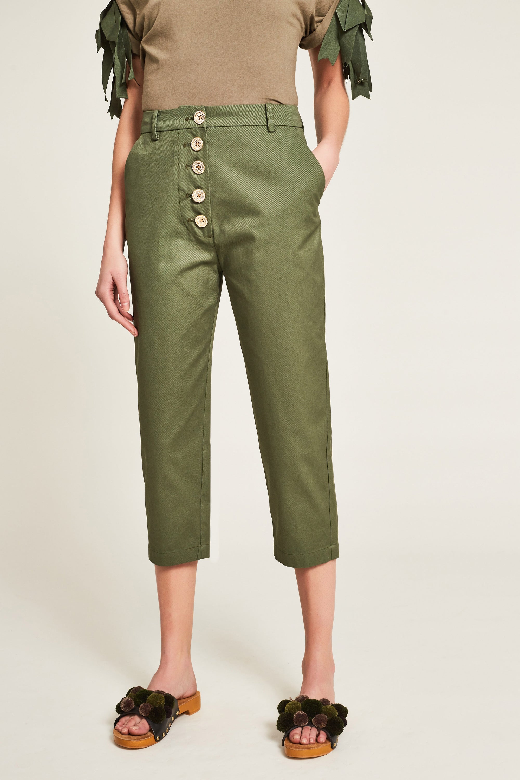 Pantalon taille haute Élégance - Vert