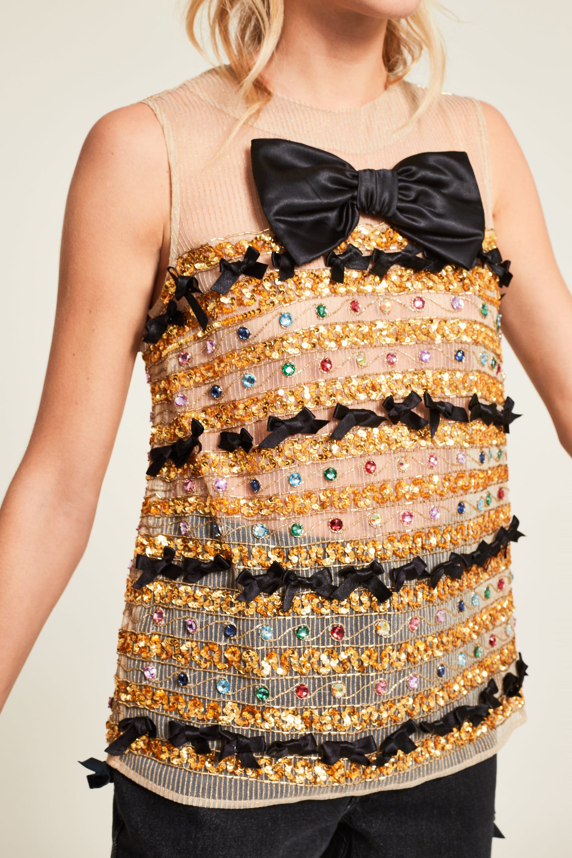 Top Meli Melo sans manches - Beige
