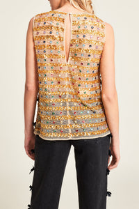 Top Meli Melo sans manches - Beige
