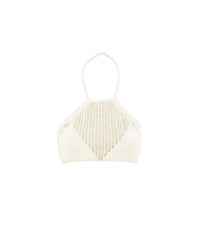YRETOUCHE Crop top Mele triangle à dos nu - Creme