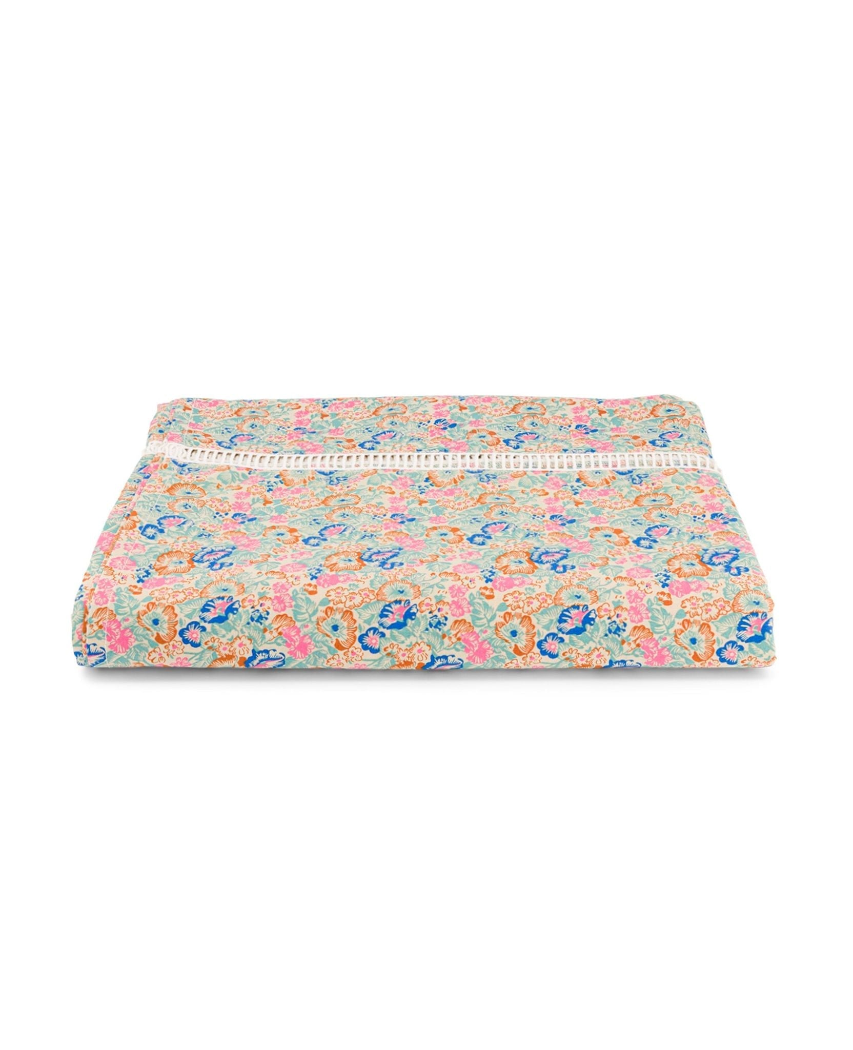 Nappe Bonjour en voile de coton - Bleu